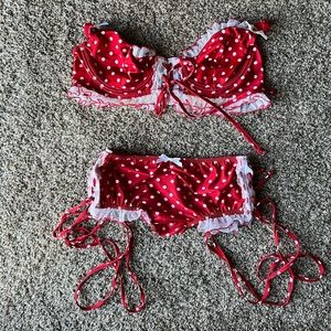 Fantasy Lingerie Laceup Polka Dot Set